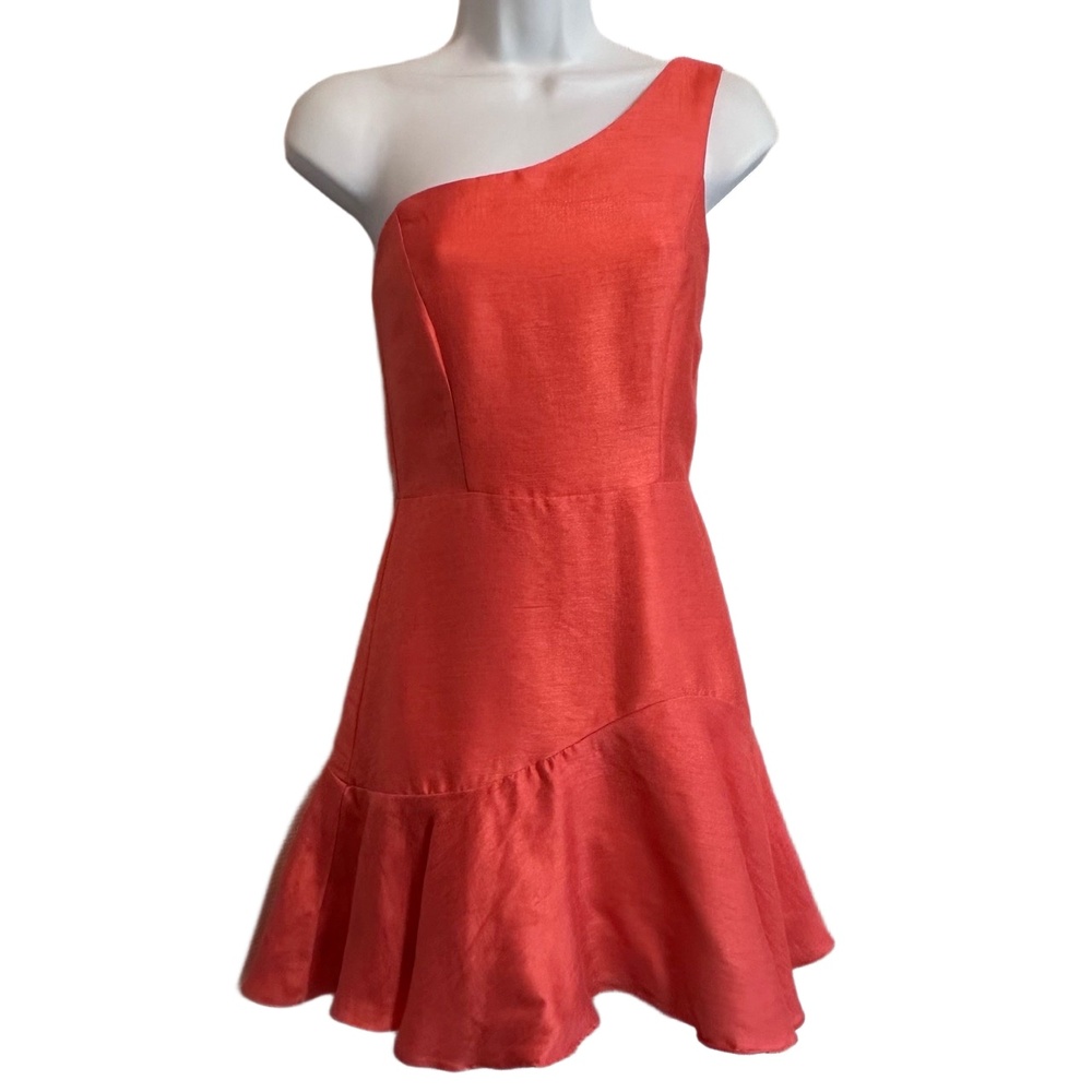 DO+BE Coral/Poppy Small One Shoulder Flared Asymmetrical Dress